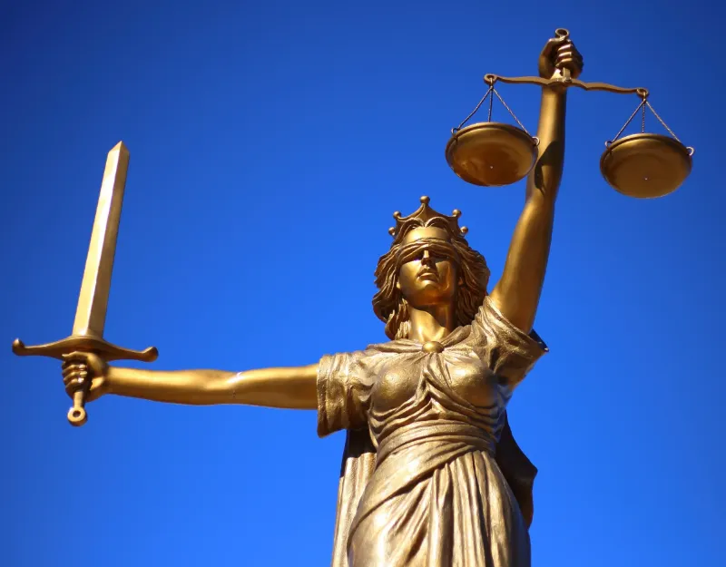 A Statue of Justice Blindfolded